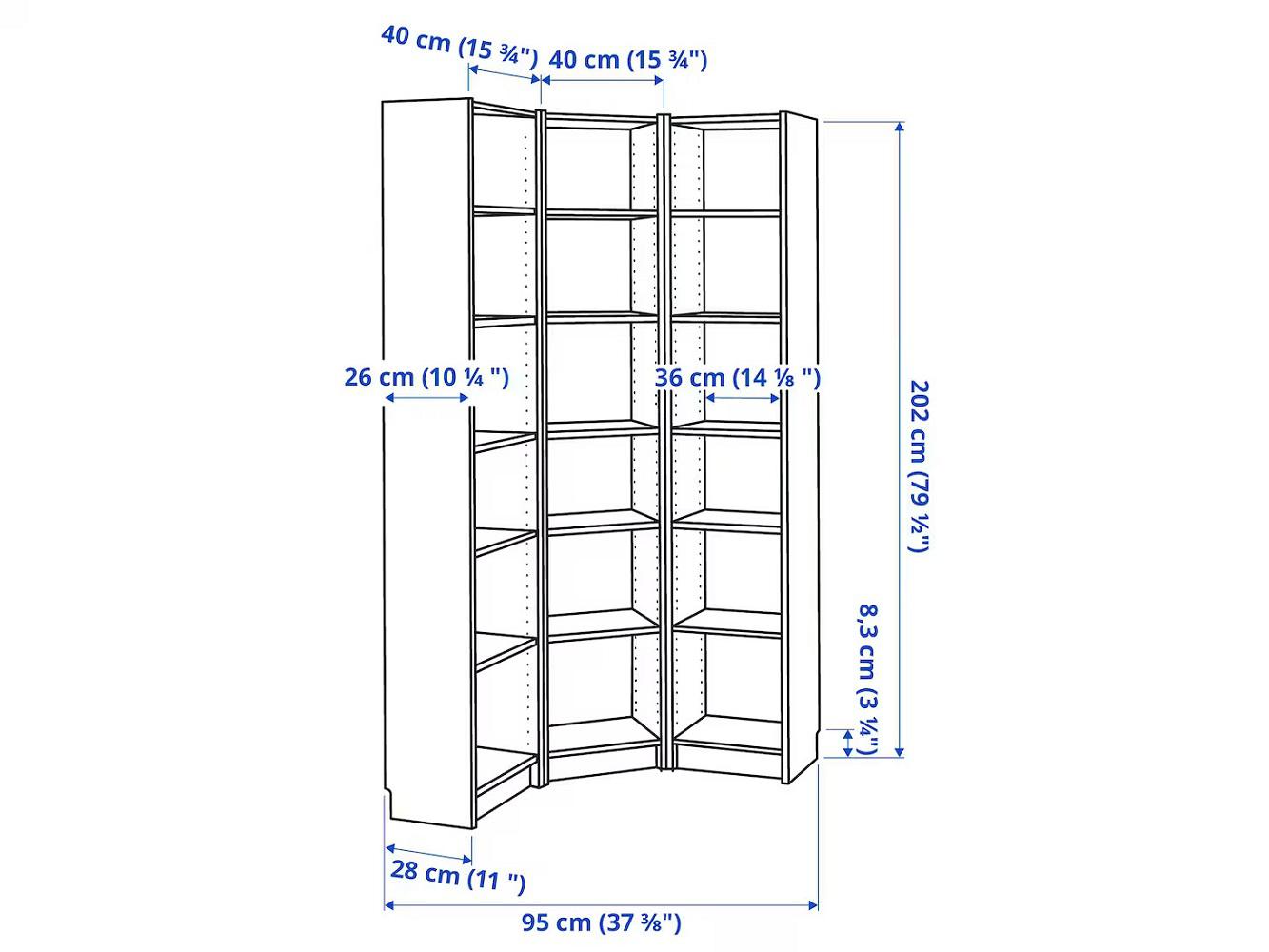 Стеллаж Билли 130 white угловой ИКЕА (IKEA) изображение товара